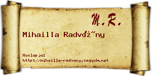 Mihailla Radvány névjegykártya